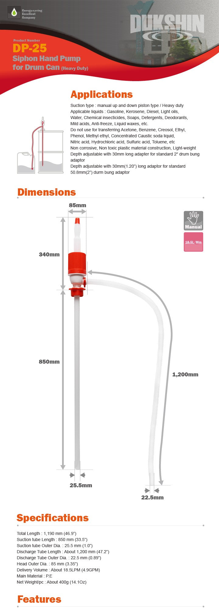 DP 25 SYPHON HAND PUMP