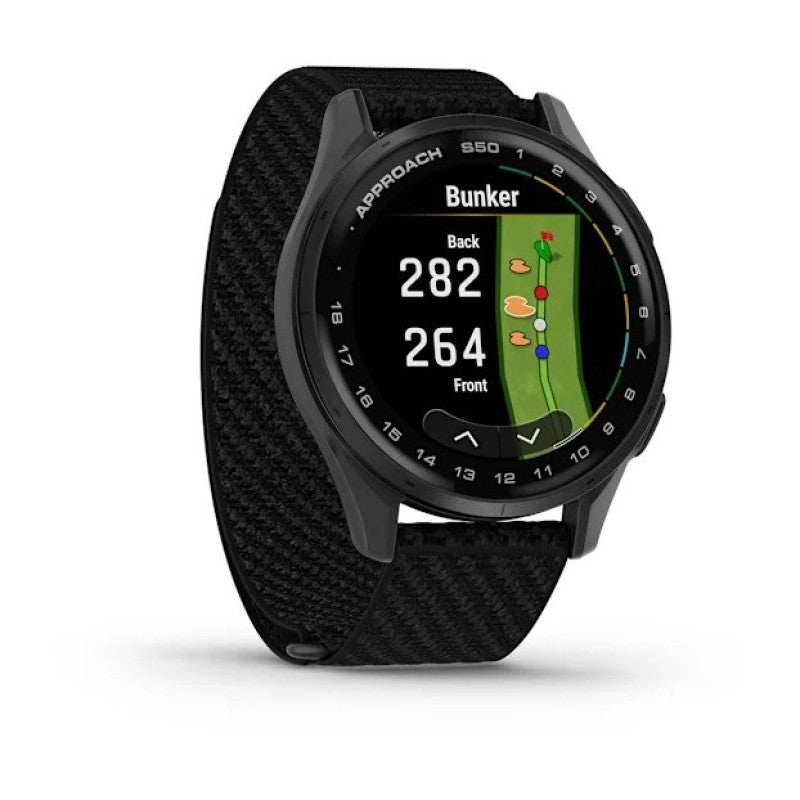 Garmin Approach® S50 Slate Aluminum Bezel with Black ComfortFit Nylon Band