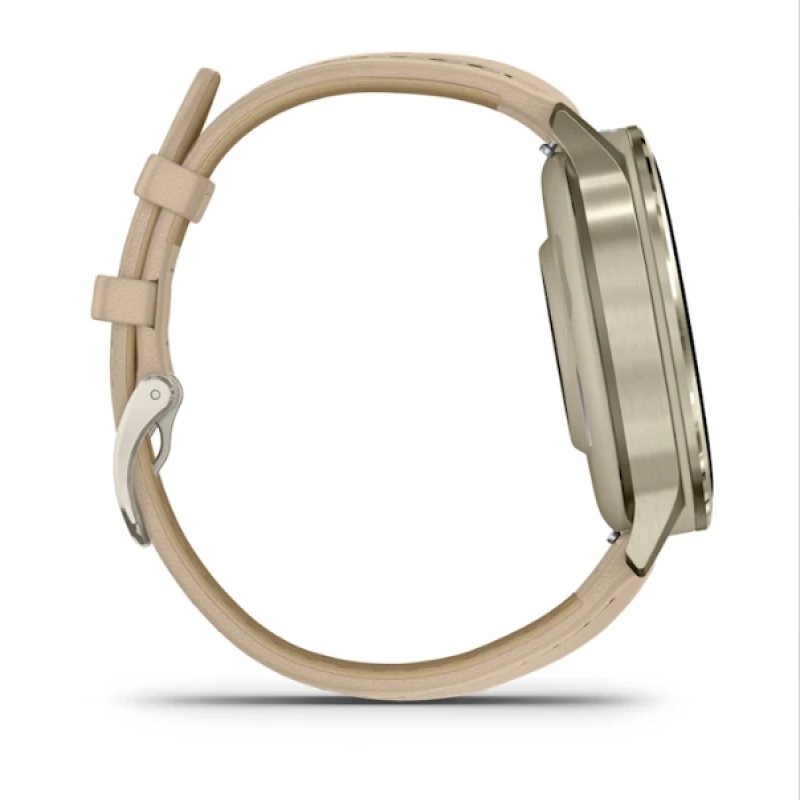 Garmin Venu® 4 – 41 mm Lunar Gold with Bone Silicone Band and Light Sand Leather Band