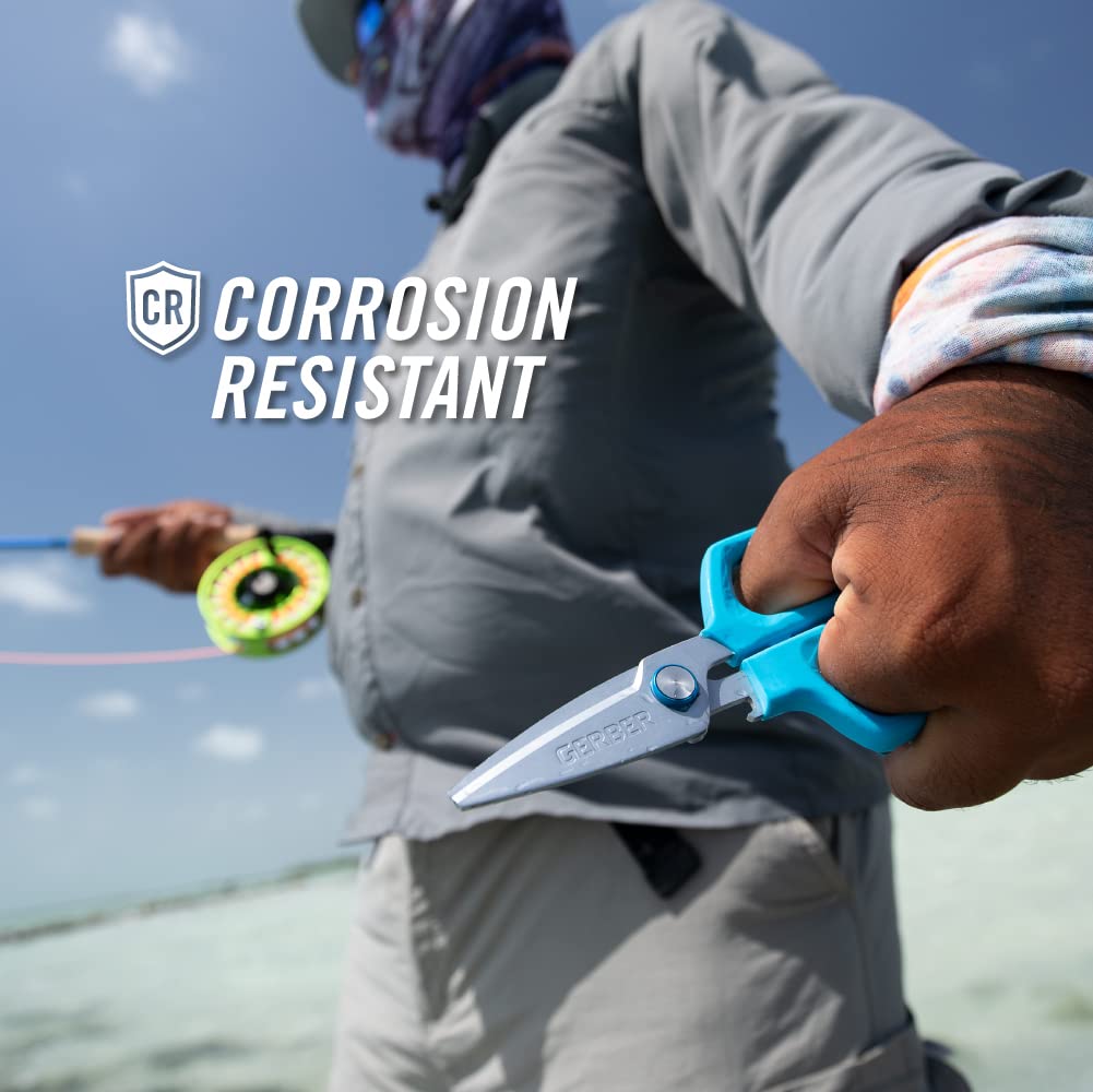Gerber Gear Neat Freak - Salt - Durable, Ergonomic Fishing Scissors - Features Blunt Nose Tip & Split Shot Crimper - Premium Fishing Gear