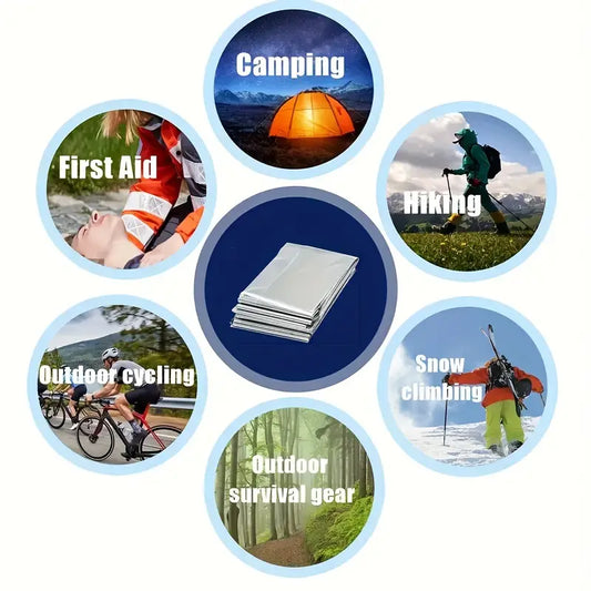 Emergency Blankets Outdoor Blanket, Reusable Thermal Blanket-Waterproof Gear Insulated Reflective, Perfect For Camping