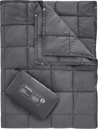 compare product KingCamp Ultralight Camping Blanket, Packable Down Alternative Puffy Wearable Blankets Weatherproof Warm Package Quilt with Snap Buttons for Outdoor Hiking Travel Picnic Stadium