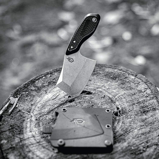 Gerber Gear TRI-Tip Mini Cleaver Fixed Blade Camping Knife with Molle Sheath for Survival and Bushcrafting, Black
