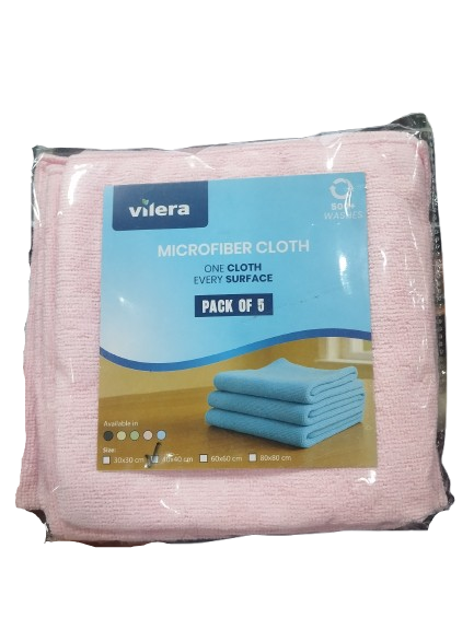 Vilera Microfiber Cloth One Cloth Every Surface 40x40 cm Pack of 5 Pink