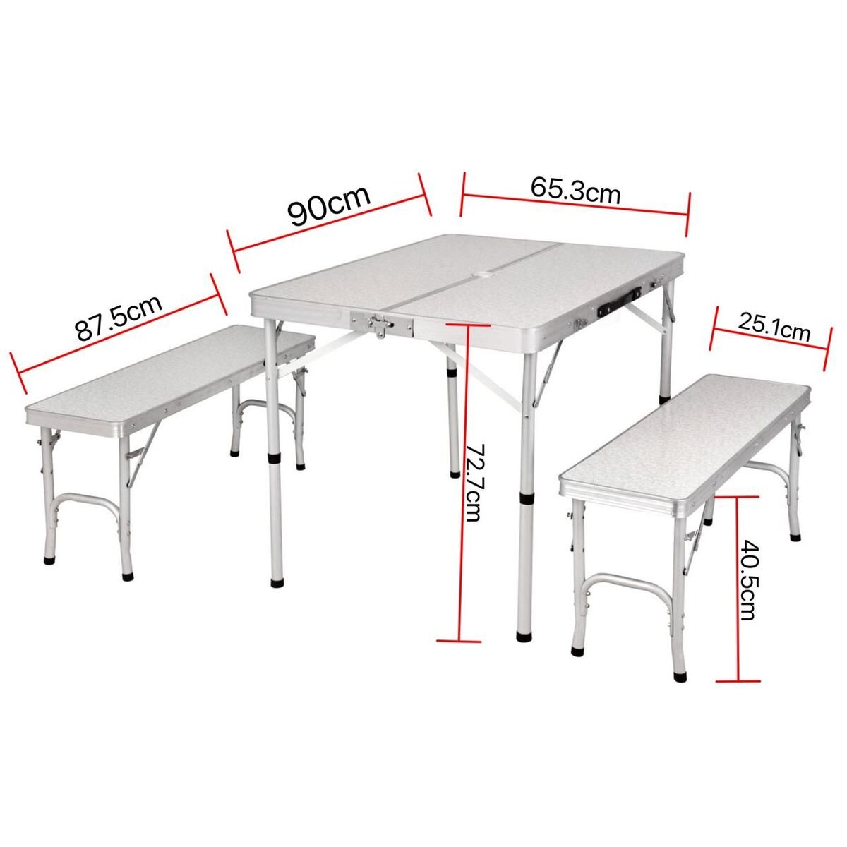 Portable Aluminum Folding Table with Benches