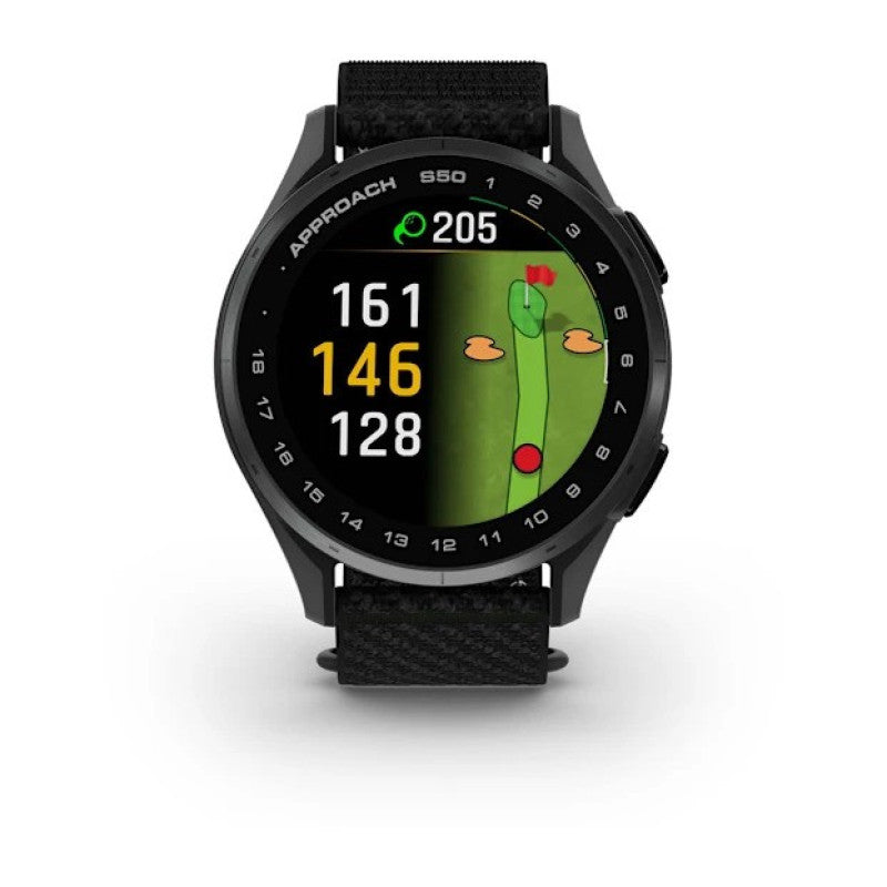 Garmin Approach® S50 Slate Aluminum Bezel with Black ComfortFit Nylon Band