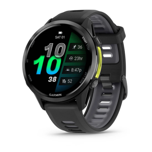 Garmin Forerunner® 970 Carbon Gray DLC Titanium with Black Case and Black/Translucent Whitestone Band