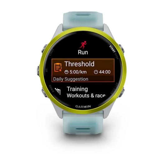 Garmin Forerunner® 570 - 47mm Amp Yellow Aluminum with Translucent Whitestone/Turquoise Band