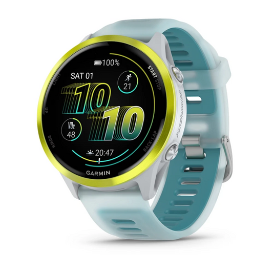Garmin Forerunner® 570 - 47mm Amp Yellow Aluminum with Translucent Whitestone/Turquoise Band