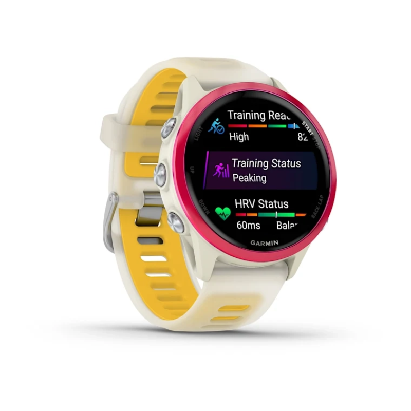 Garmin Forerunner® 570 - 42mm Raspberry Aluminum with Translucent Bone/Mango Band