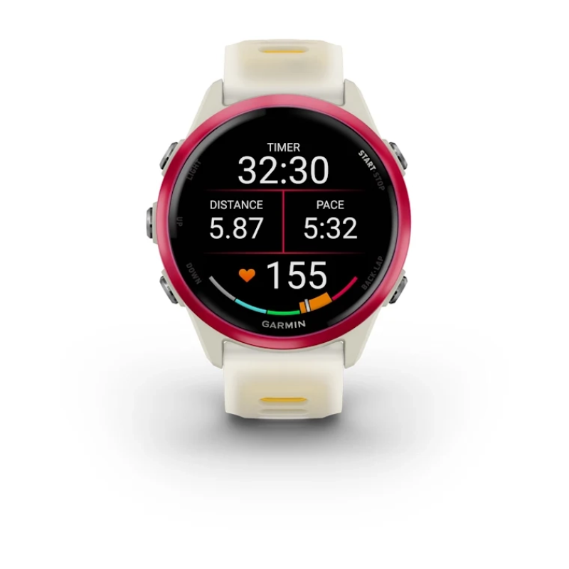 Garmin Forerunner® 570 - 42mm Raspberry Aluminum with Translucent Bone/Mango Band