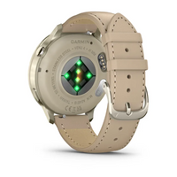 Garmin Venu® 4 – 41 mm Lunar Gold with Bone Silicone Band and Light Sand Leather Band