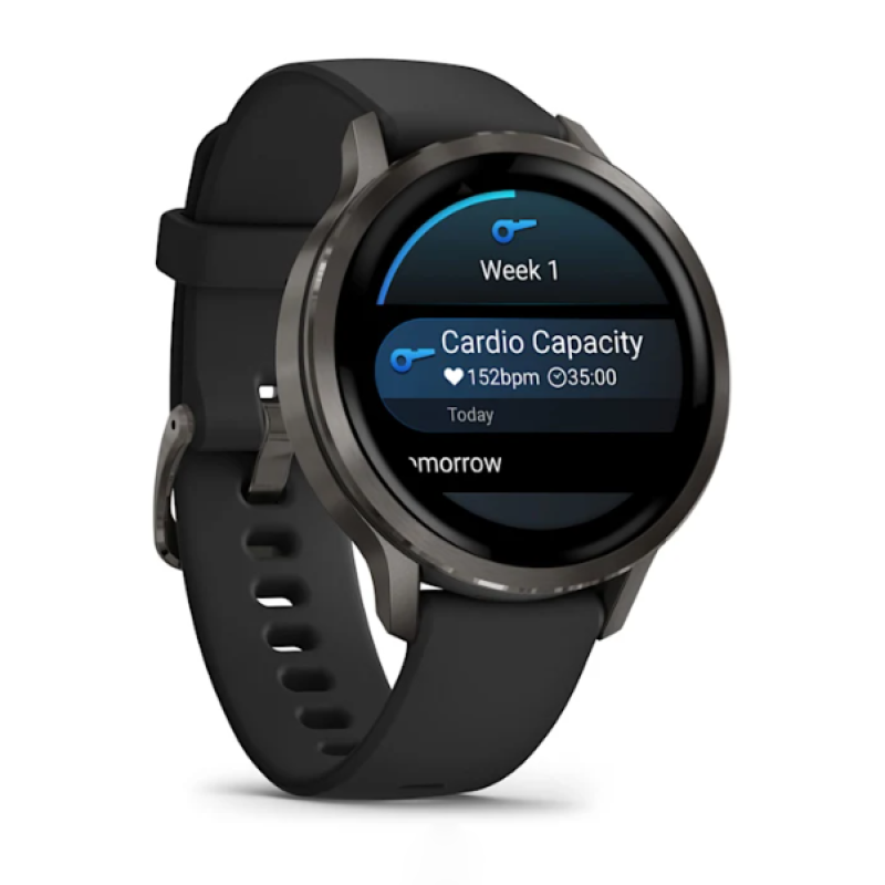 Garmin Venu® 4 – 41 mm Slate with Black Silicone Band