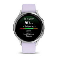 Garmin Venu® 4 – 41 mm Silver with Periwinkle Silicone Band