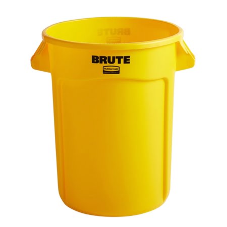 BRUTE 32 Gallon Yellow Round Trash Can