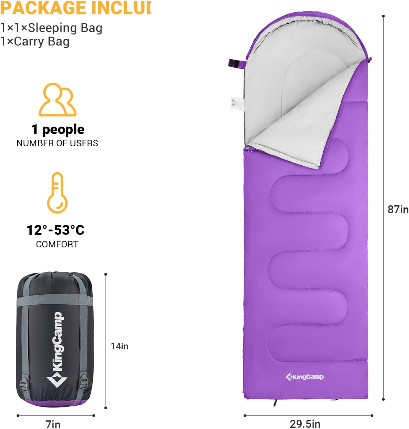 KingCamp Purple Sleeping Bag
