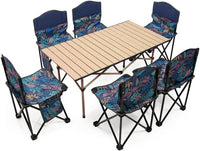 Portable Outdoor Folding Camping Chair Placemats, Aluminium Alloy Folding Table, Outdoor Multifunctional Camping Dining Table, Picnic Table and Chair with Carry Bag for Patio, Garden, Beach Little