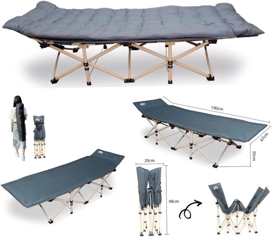 Hercules Heavy Duty Single Folding Camping Cot/Guest Bed With comfy Mattress + Bag