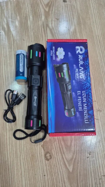 Ruilang RL-617 High-Quality Powerful Long Range USB Rechargeable LED Torch Light