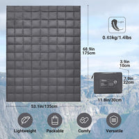 KingCamp Ultralight Camping Blanket, Packable Down Alternative Puffy Wearable Blankets Weatherproof Warm Package Quilt with Snap Buttons for Outdoor Hiking Travel Picnic Stadium