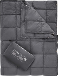 KingCamp Ultralight Camping Blanket, Packable Down Alternative Puffy Wearable Blankets Weatherproof Warm Package Quilt with Snap Buttons for Outdoor Hiking Travel Picnic Stadium