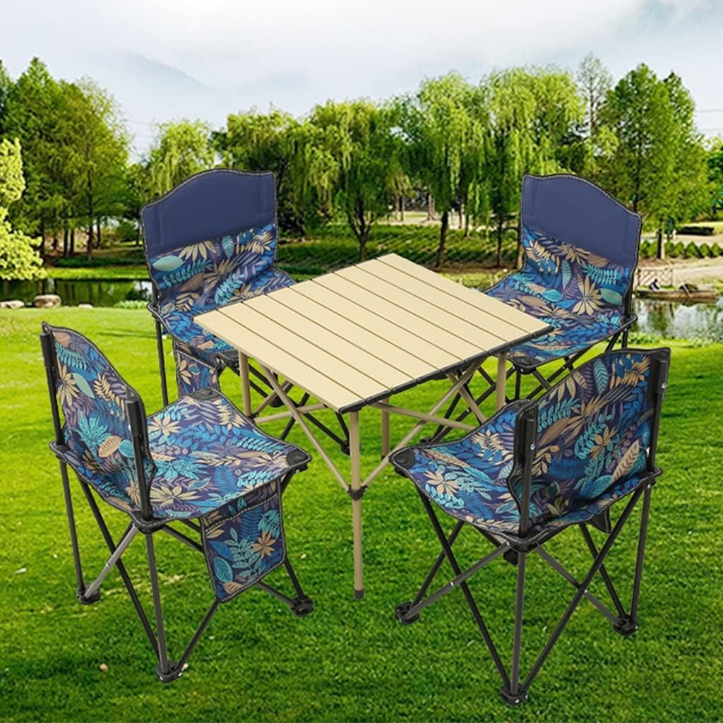 Portable Outdoor Folding Camping Chair Placemats, Aluminium Alloy Folding Table, Outdoor Multifunctional Camping Dining Table, Picnic Table and Chair with Carry Bag for Patio, Garden, Beach Little