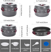 KingCamp Hard-Anodized Aluminum Foldable Camping Cookware Set 17PCS KP3912