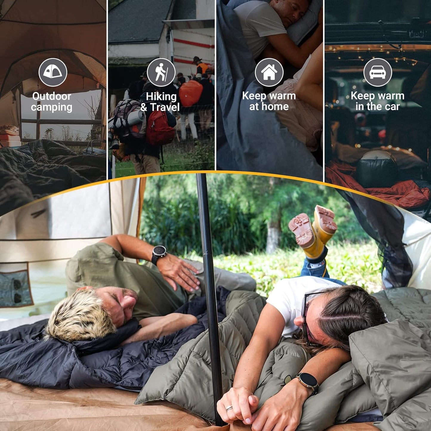 KingCamp Ultralight Camping Blanket, Packable Down Alternative Puffy Wearable Blankets Weatherproof Warm Package Quilt with Snap Buttons for Outdoor Hiking Travel Picnic Stadium