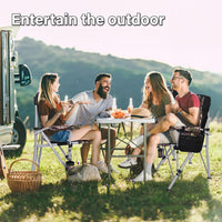 VOOVY Portable Camping Chair Heavy Duty Folding Chair, Outdoor Large Chairs Support 400lbs Portable Arm Chair with Storage Bag, Cup Holder, Carry Bag