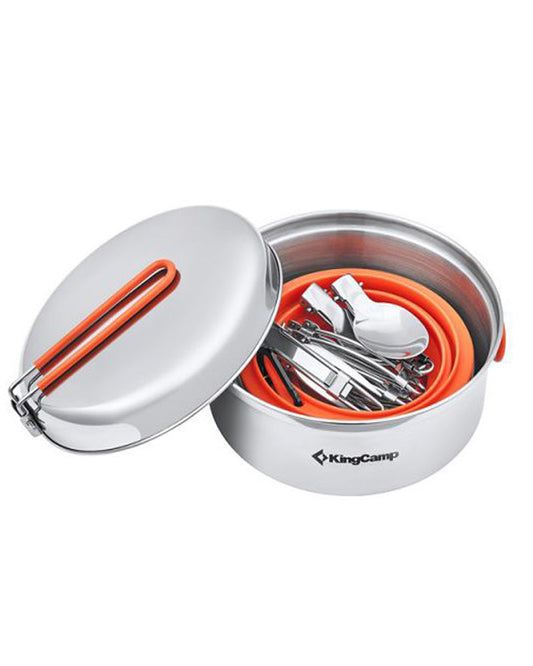 KingCamp KA2008 Adventure Stainless Steel Camping Cookware Mess Kit 25Pcs