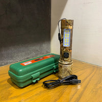 RUILANG RL-603 Tactical Camouflage Mini Rechargeable Flashlight with COB Side Light & Carry Case