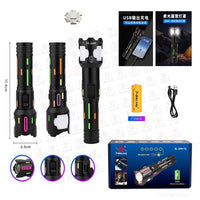 RUILANG RL-2405 High-Power LED Flashlight | Telescopic Zoom, Smart Power & Power Bank | Type-C Rechargeable Torch with 26650 Li-ion Battery