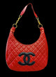 Timeless Red Quilted Hobo Bag with Gold Chain and Signature Branding