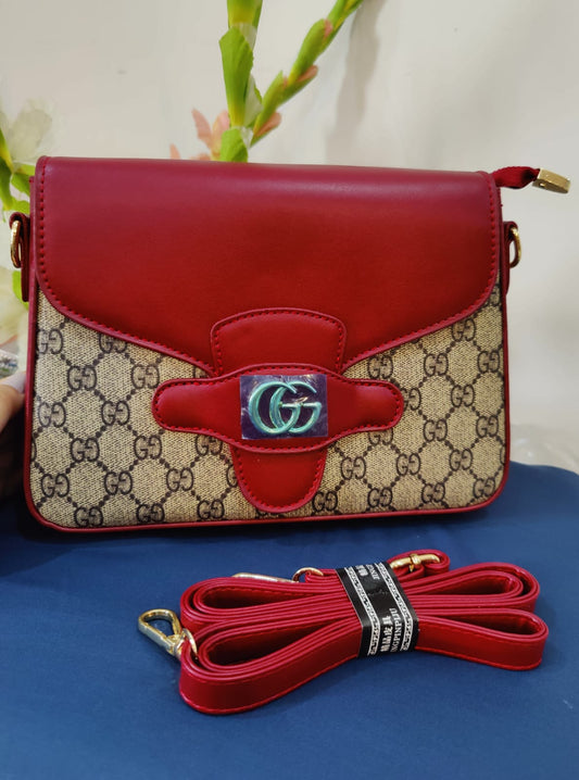 Classic Monogram Canvas Shoulder Bag with Pastel Pink Leather Trim