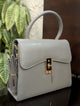 Structured Minimalist Top-Handle Satchel with Gold Pendant Lock