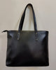 Classic Jet Black Vegan Leather Essential Tote with Silver Stud Detailing