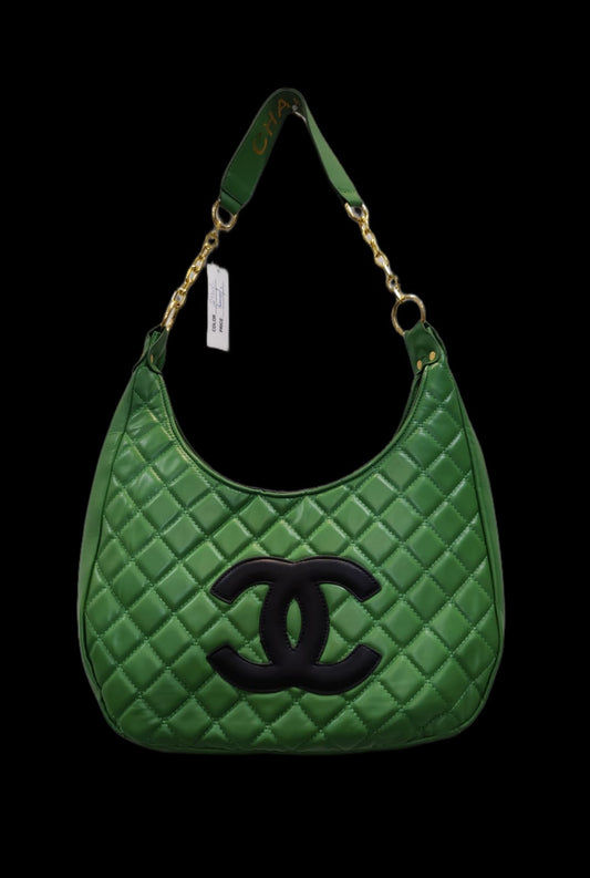 The "Envy" Bag: Quilted Emerald Green Crescent Hobo