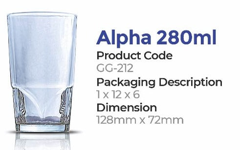 Ganj Glassware Alpha 280ML 6 Pieces