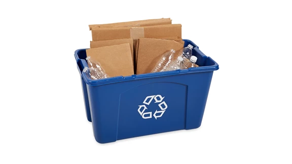 Rubbermaid Commercial Recycling Box 18 Gal Blue
