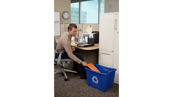 Rubbermaid Commercial Recycling Box 14 Gal Blue