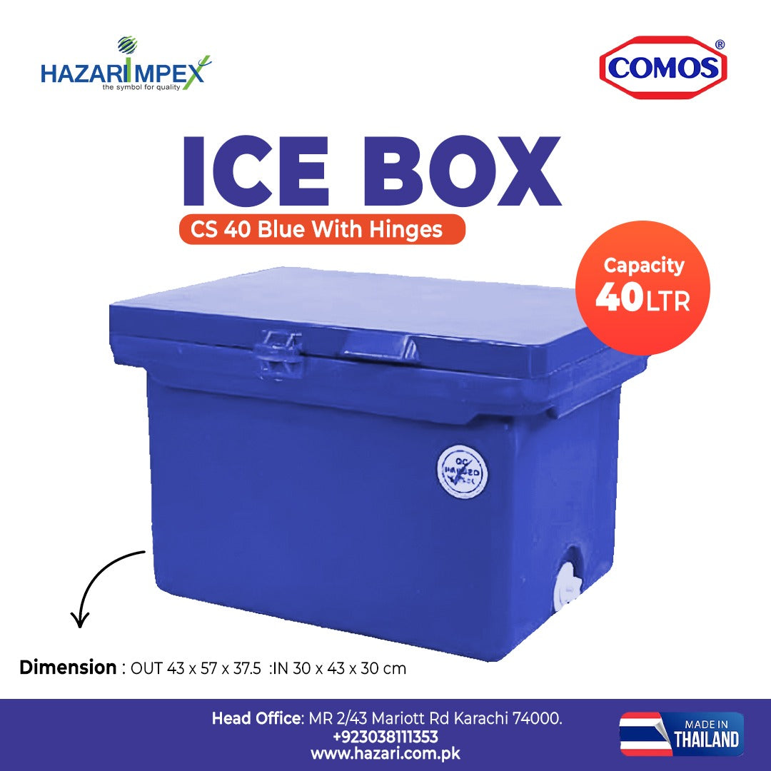 Comos Ice Box Cs40 Blue With Hinges 40L