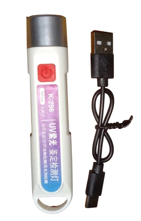 K-207 UV Flashlight Black Light USB Rechargeable Currency Check - portable UV Flashlight - Rechargeable car light USB Rechargeable Light -Portable Handheld Cat Detector lamp,for Dog Cat Care and Resin Curing