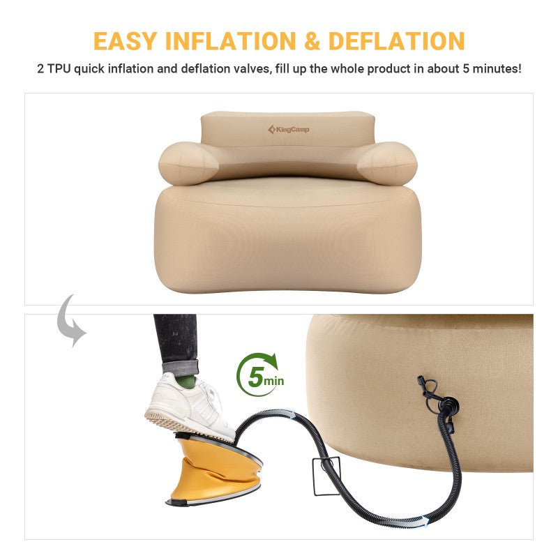 KINGCAMP INFLATABLE PORTABLE AIR SOFA KC2031- KHAKI