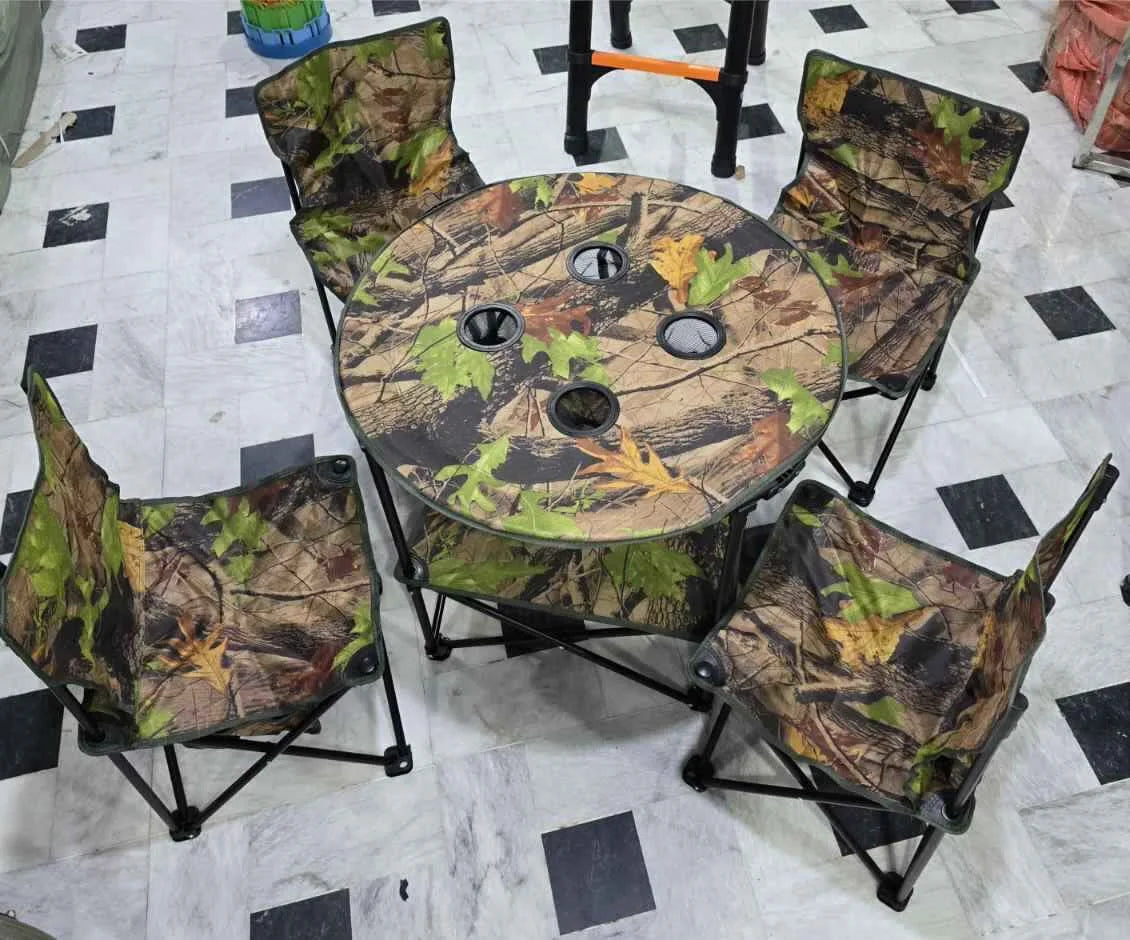 Outdoor Folding Table with 4 Chairs Set for Camping | Table Chair Set For Outdoor Adventure