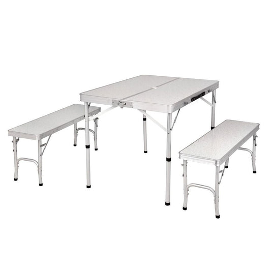 Portable Aluminum Folding Table with Benches