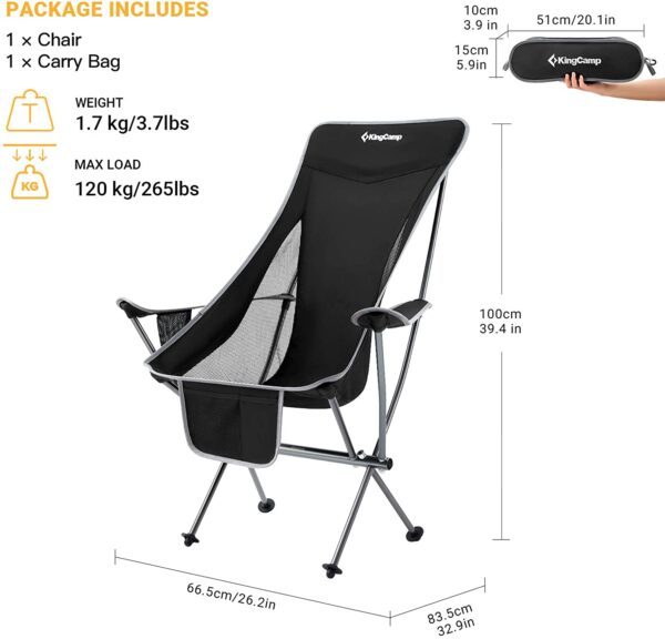 KingCamp Camping Chairs Highback KC2015 - Image 2