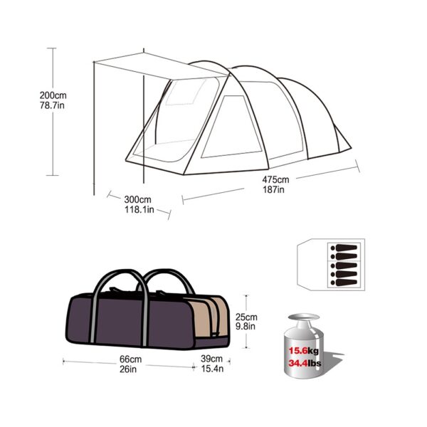 KingCamp Milan 8-Person Tent - Image 3