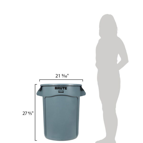 BRUTE 32 Gallon Gray Round Trash Can with Lid - Image 2