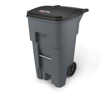 Rubbermaid Commercial Brute Rollout Plastic Trash/Garbage Can/Bin with Wheels, 65 GAL, Gray (FG9W2100GRAY)