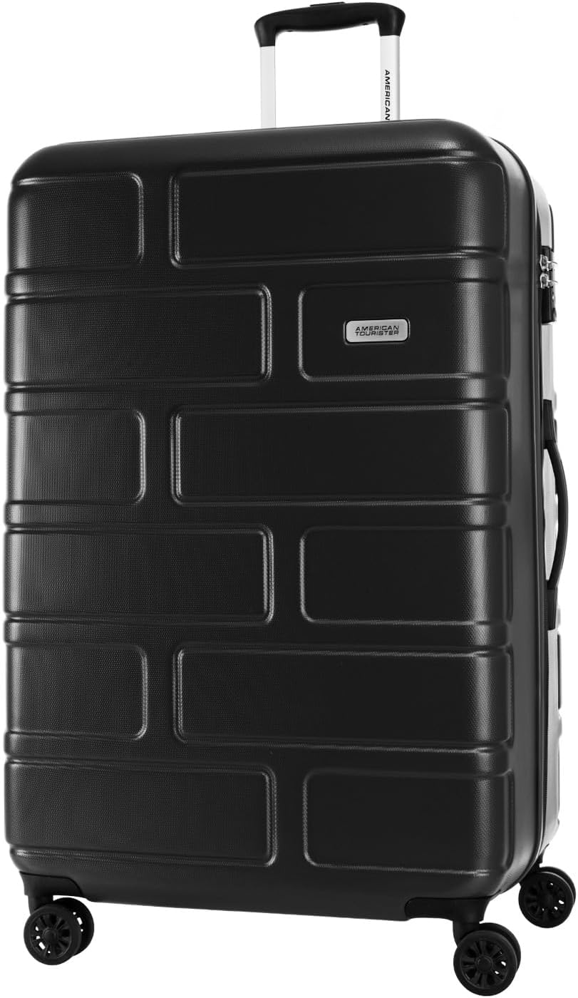 American Tourister Bricklane Set of 3 JET BLACK, Hard Luggage Trolley Bags With TSA Lock